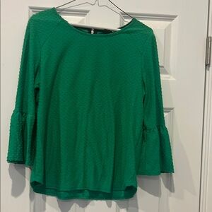 W5 Green Ruffled Bell Sleeve Blouse
